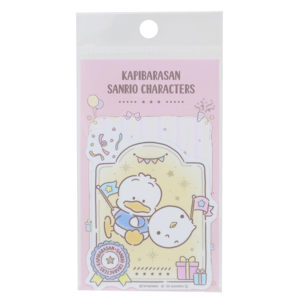 ダイカットビニールステッカー ダイカットシール カピバラさん20thxサンリオキャラクターズ なまけものくんxあひるのペックル サンリオ ゼネラルステッカー 耐水耐光 メール便可