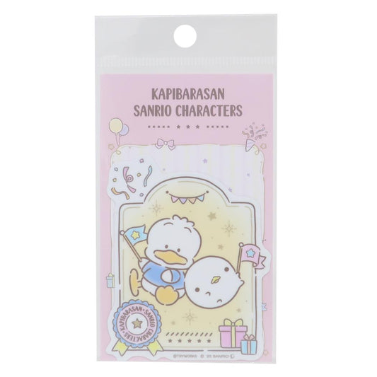 ダイカットビニールステッカー ダイカットシール カピバラさん20thxサンリオキャラクターズ なまけものくんxあひるのペックル サンリオ ゼネラルステッカー 耐水耐光 メール便可