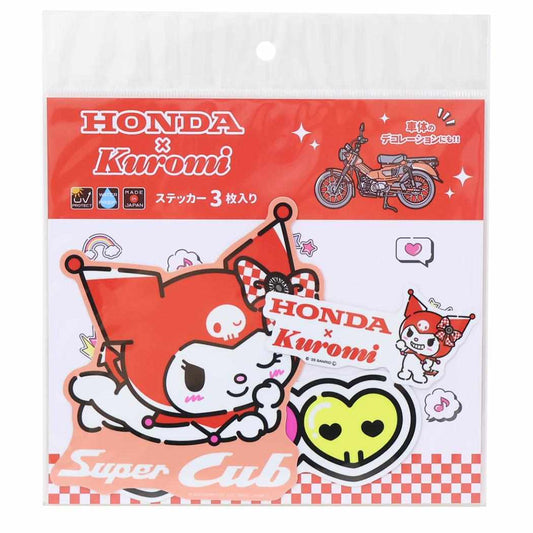 ビッグステッカー 3枚セット ダイカット ステッカー HONDAxクロミ Super Cub サンリオ ゼネラルステッカー 耐水耐光 デコステッカー ビニールシール 日本製 メール便可