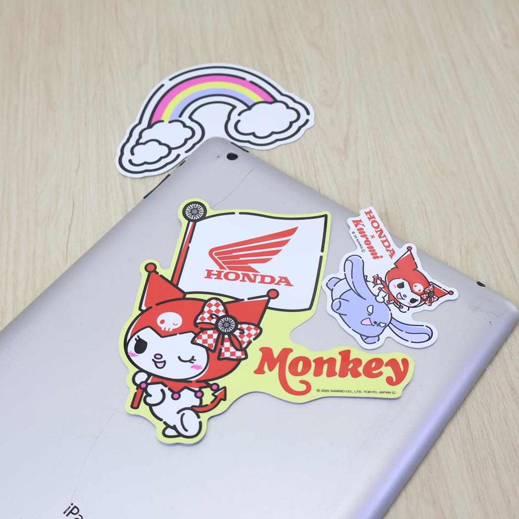 ビッグステッカー 3枚セット ダイカット ステッカー HONDAxクロミ Monkey サンリオ ゼネラルステッカー 耐水耐光 デコステッカー ビニールシール 日本製 メール便可