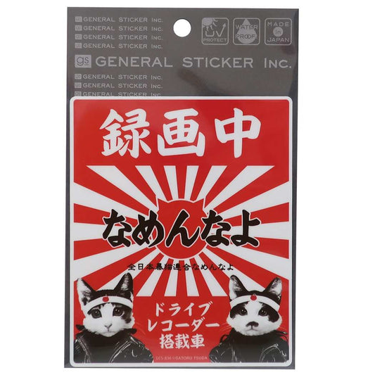 カーステッカー なめんなよ ドライブレコーダー ステッカー 紅白 なめ猫 ゼネラルステッカー 耐水耐光仕様 カー用品 通販 メール便可