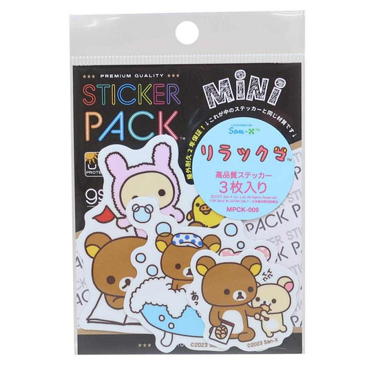 ステッカーパックミニ 3枚セット ステッカーリラックマ 生活 サンエックス ゼネラルステッカー 耐水耐光 デコステッカー メール便可