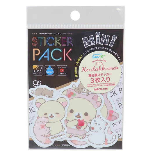 ステッカーパックミニ 3枚セット ステッカーリラックマ コリラックマ サンエックス ゼネラルステッカー 耐水耐光 デコステッカー メール便可