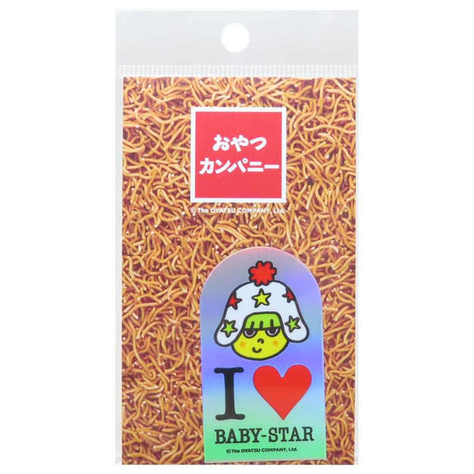 ホログラムステッカー ダイカットシール おやつカンパニー ベビースターラーメン I LOVE BABY-STAR お菓子パッケージ ゼネラルステッカー 耐水耐光 デコステッカー メール便可