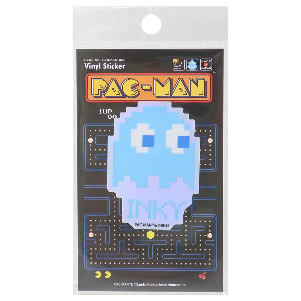 ホログラムステッカー ダイカットシール パックマン INKY ドット ゼネラルステッカー 耐水耐光 デコステッカー ゲームメール便可