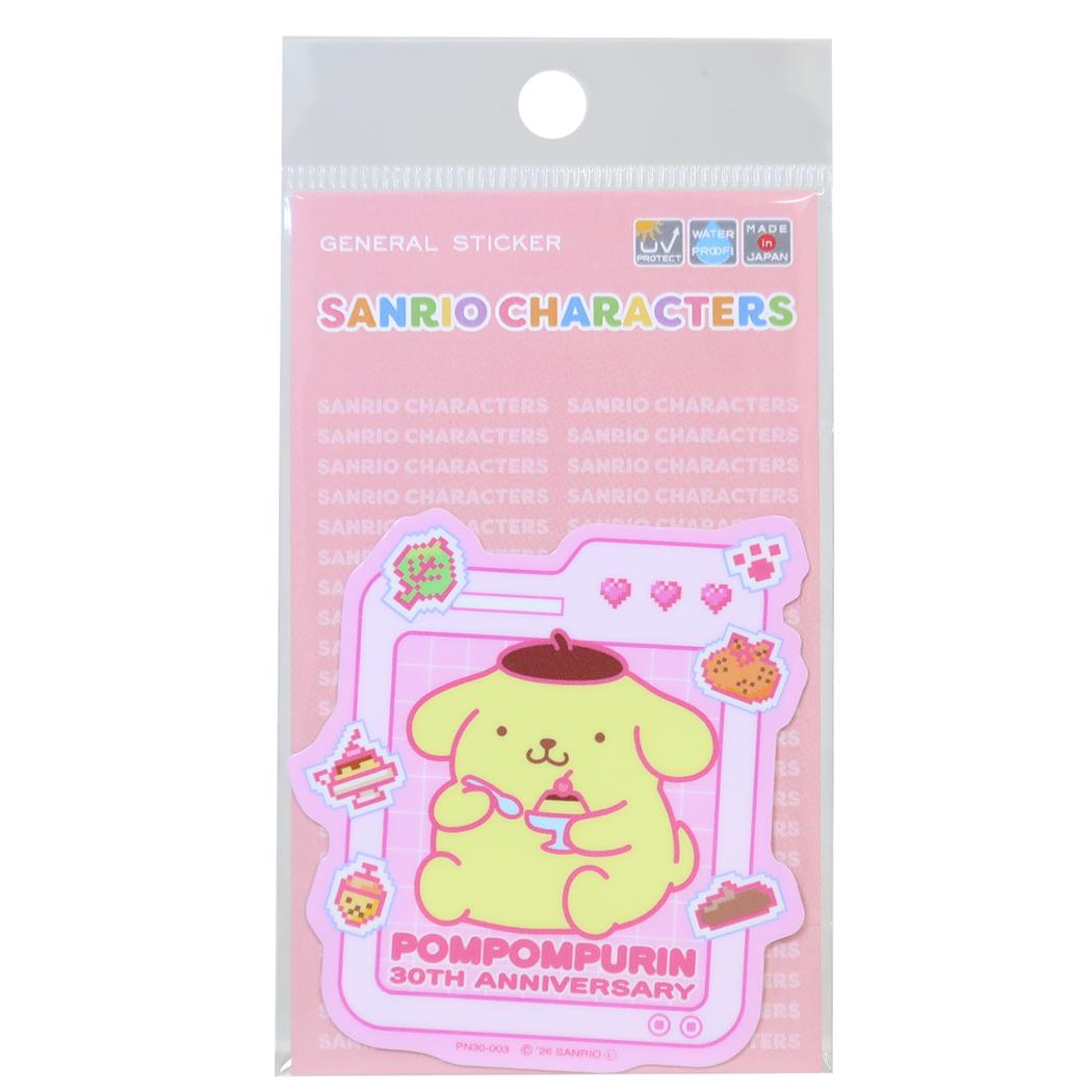 ポムポムプリン ダイカットシール ビニールステッカー 30th ピクセルアート サンリオ ゼネラルステッカー デコステッカー 耐水耐光 キャラクター グッズ メール便可 シネマコレクション