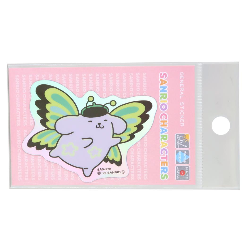 ポムポムプリン ダイカットステッカー ホログラムミニステッカー ちょうちょ サンリオ ゼネラルステッカー
