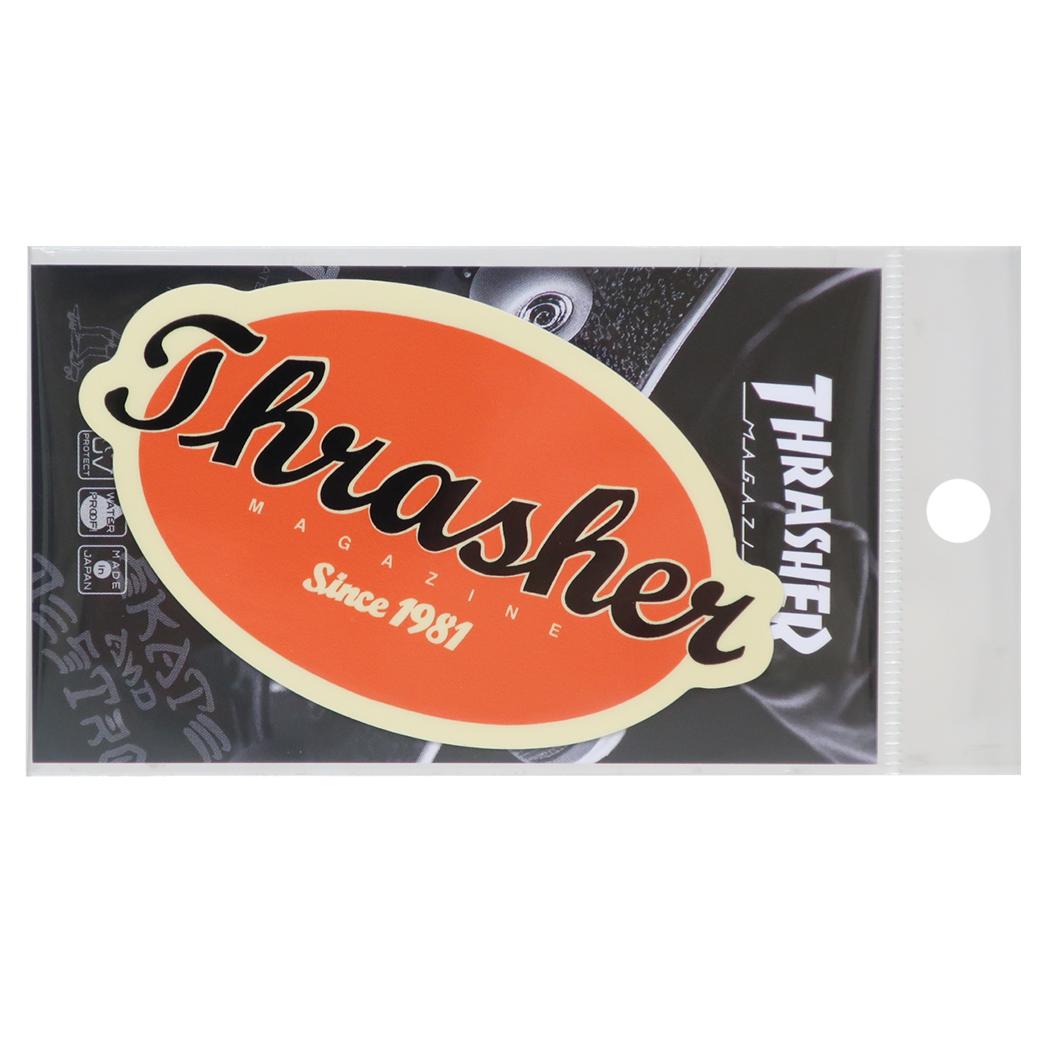 ビニールステッカー ダイカットシール THRASHER DOTLABELL スポーツブランド ゼネラルステッカー デコステッカー 耐水耐光 スラッシャー メール便可