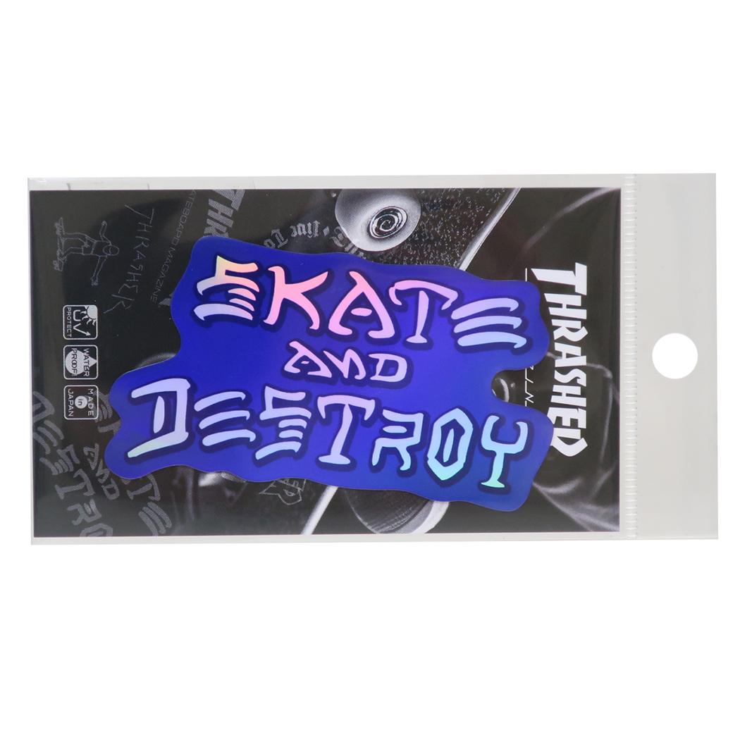 ホログラムステッカー ダイカットシール THRASHER SKATE＆DESTROY スポーツブランド ゼネラルステッカー 耐水耐光 デコステッカー スラッシャー メール便可