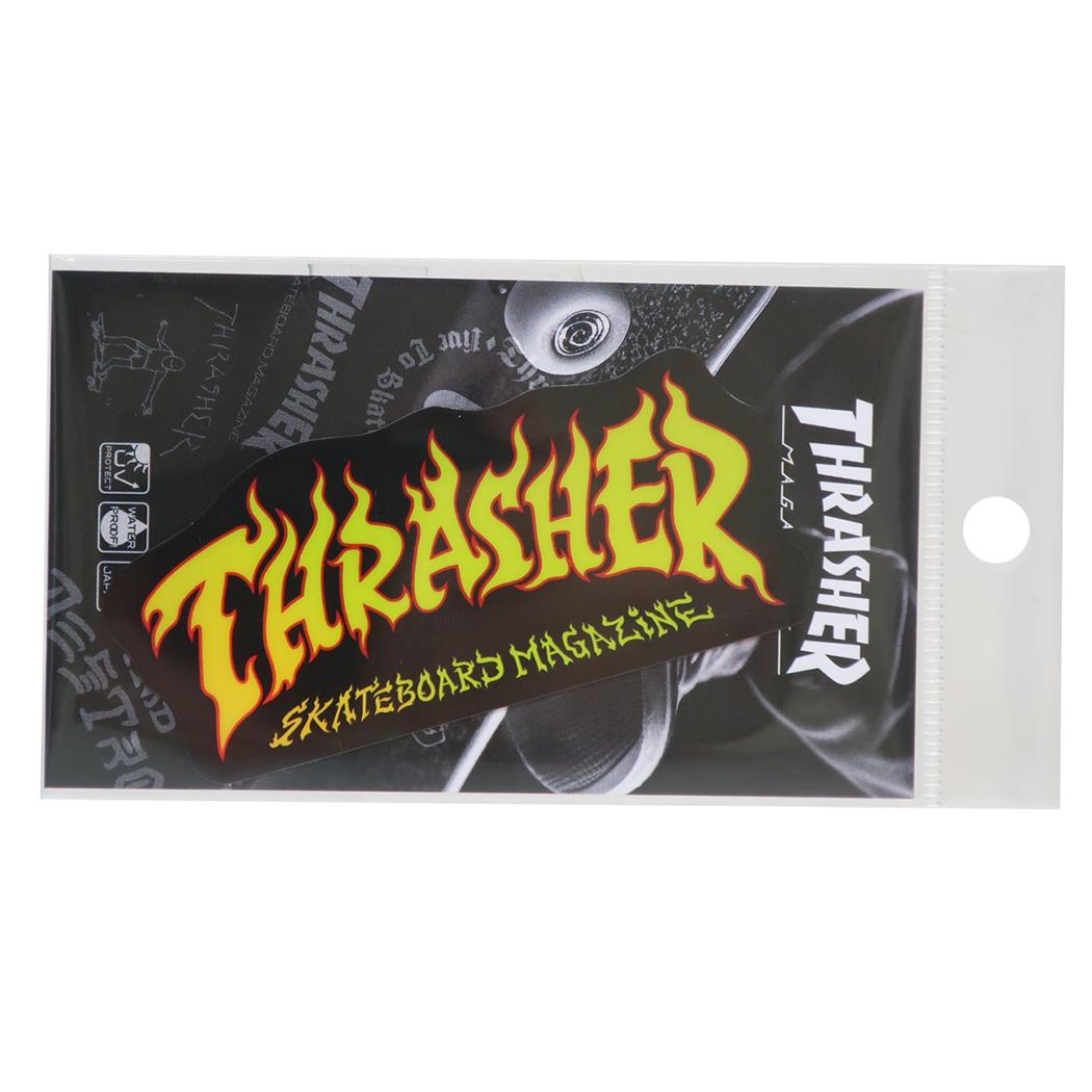 ホログラムステッカー ダイカットシール THRASHER OUTLINE FIRE スポーツブランド ゼネラルステッカー 耐水耐光 デコステッカー スラッシャー メール便可