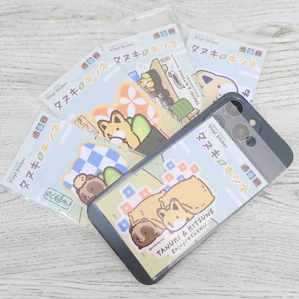 ビニールステッカー ダイカットシール タヌキとキツネ フェイス LINEクリエンターズ ゼネラルステッカー デコステッカー 耐水耐光 メール便可