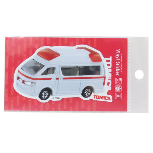 ダイカットビニールステッカー ダイカットシール トミカ トヨタ ハイメディック救急車 TOMICA ゼネラルステッカー デコシール メール便可