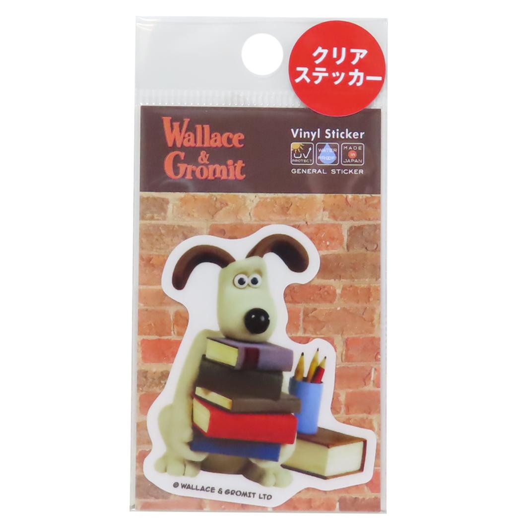 ダイカットクリアミニステッカー ビニールシール ウォレスとグルミット 読書 ゼネラルステッカー 耐水耐光 デコステッカー メール便可