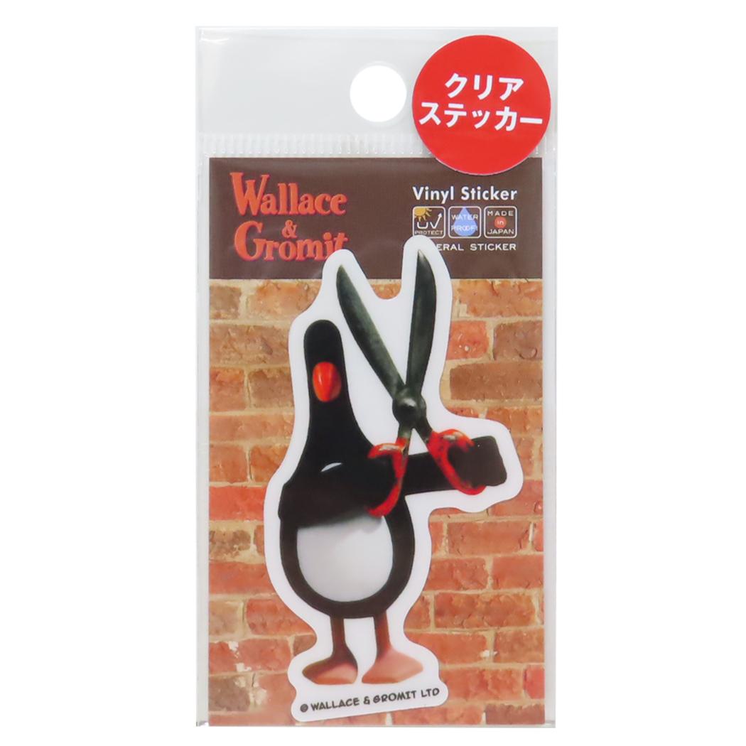 ダイカットクリアミニステッカー ビニールシール ウォレスとグルミット ハサミ ゼネラルステッカー 耐水耐光 デコステッカー メール便可