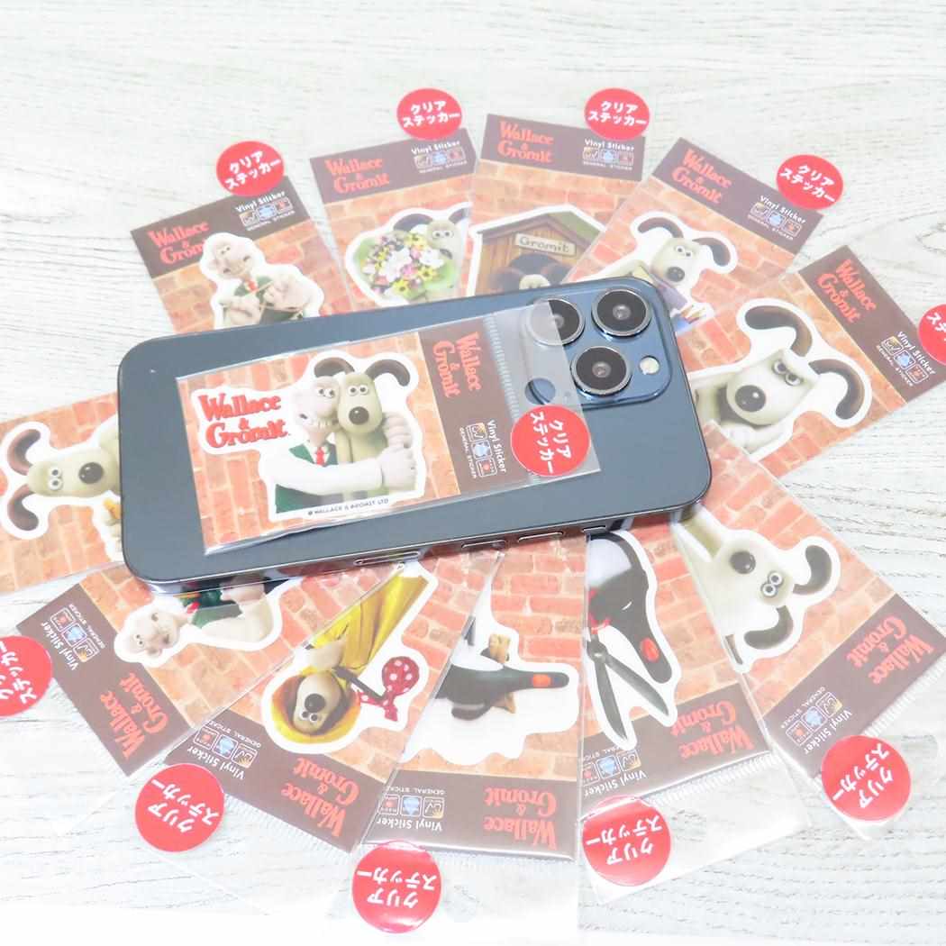 ダイカットクリアミニステッカー ビニールシール ウォレスとグルミット コーヒー ゼネラルステッカー 耐水耐光 デコステッカー メール便可