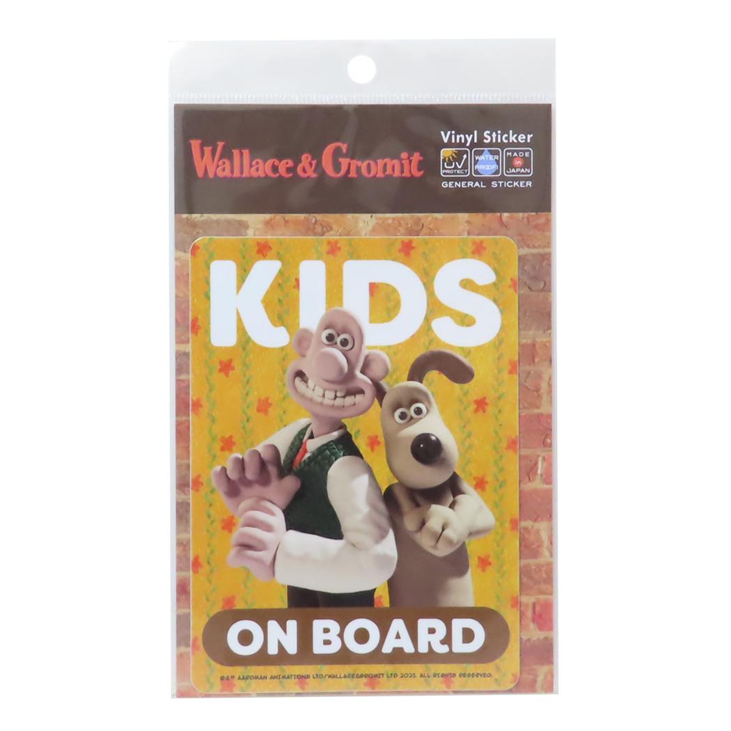 ビッグサイズステッカー ビッグシール ウォレスとグルミット KIDS ON BOARD ゼネラルステッカー 車用ステッカー カー用品 耐光 耐水 セーフティステッカー メール便可