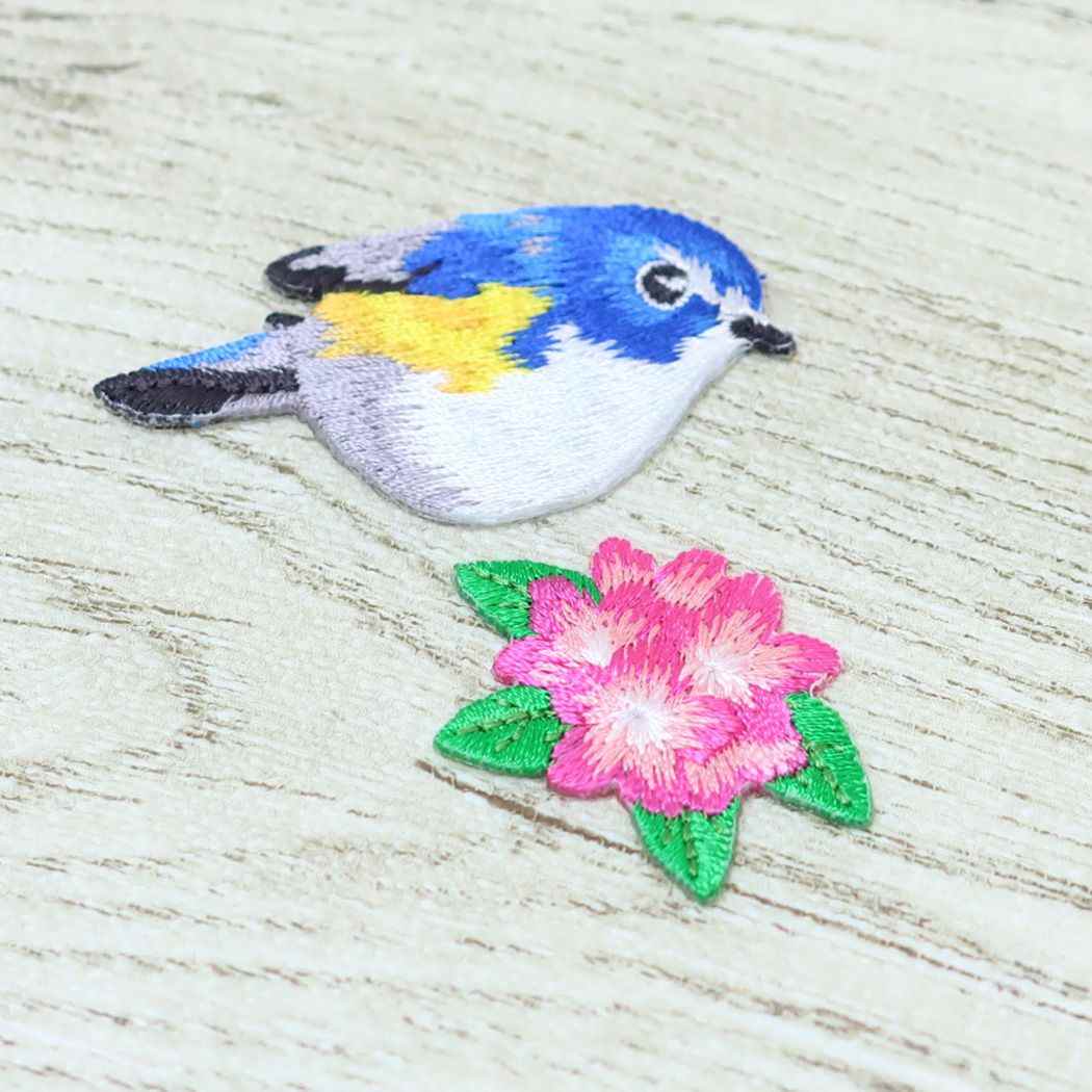 刺繍ワッペンシール ワッペン ルリビタキ ヒサゴ 鳥 手芸用品 メール便可