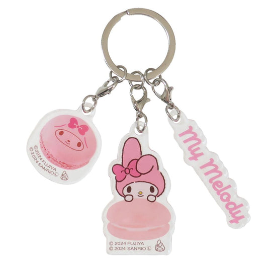 3連アクリルキーホルダー キーリング マイメロディ マカロン サンリオ バンダイ プレゼント アクキー メール便可