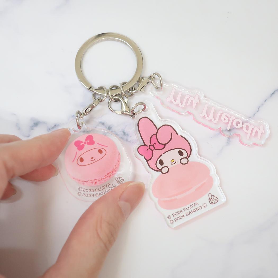 3連アクリルキーホルダー キーリング マイメロディ マカロン サンリオ バンダイ プレゼント アクキー メール便可