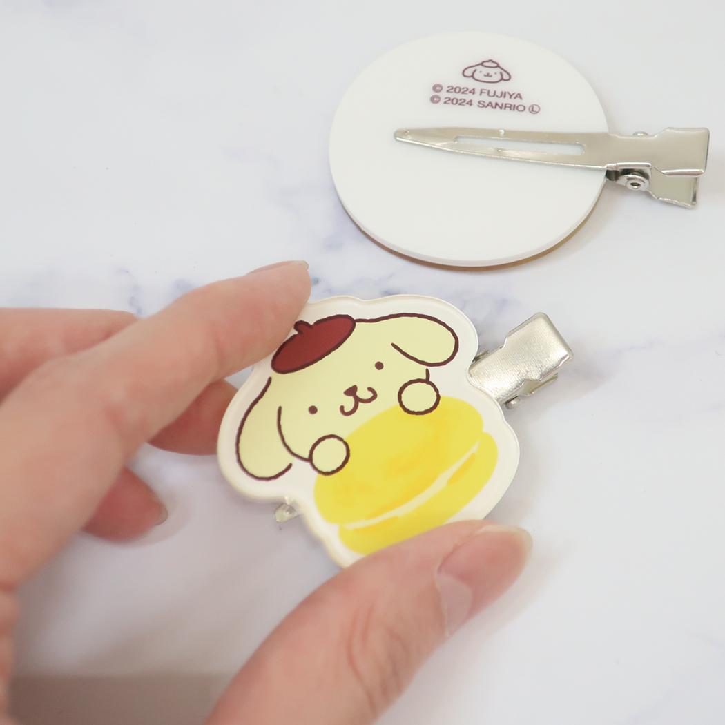 ヘアクリップ 2個セット ヘアアクセ ポムポムプリン マカロン サンリオ バンダイ 前髪クリップ メール便可