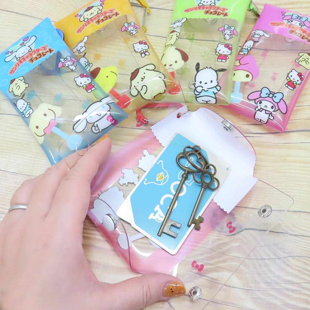 ボンボンドロップシール もじ ポチャッコ1シートつき ぬいキー、クリアケースセット