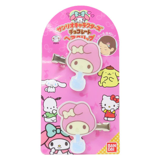 ヘアクリップ 2個セット ヘアアクセ マイメロディ サンリオキャラクターズチョコレート サンリオ バンダイ 前髪クリップ メール便可