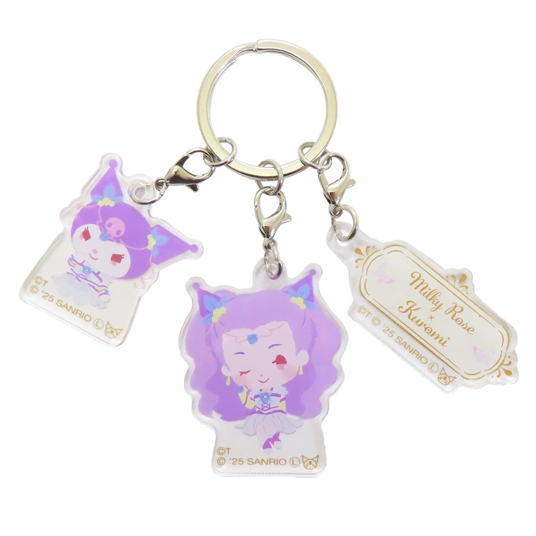 Yes！ プリキュア5 GoGo！xサンリオキャラクターズ キーリング 3連アクリルキーホルダー ミルキィローズxクロミ バンダイ 3チャーム キャラクター グッズ メール便可 シネマコレクション
