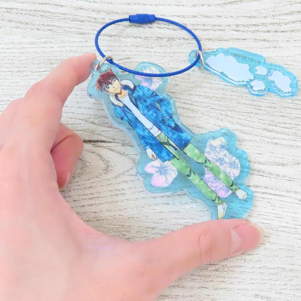 ワイヤープレートキーホルダー キーリング 名探偵コナン レタコレ 工藤新一 少年サンデー バンダイ プレゼント アニメメール便可