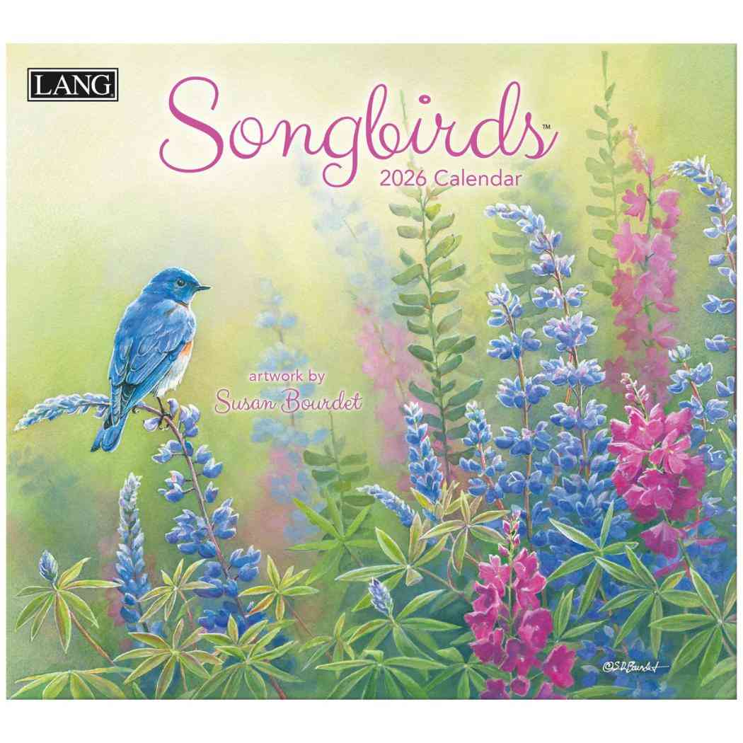 LANG ラング 2026 Calendar 壁掛けカレンダー2026年 Songbirds Susan Bourdet カントリー 鳥 フラワー インテリア 令和8年暦 シネマコレクション