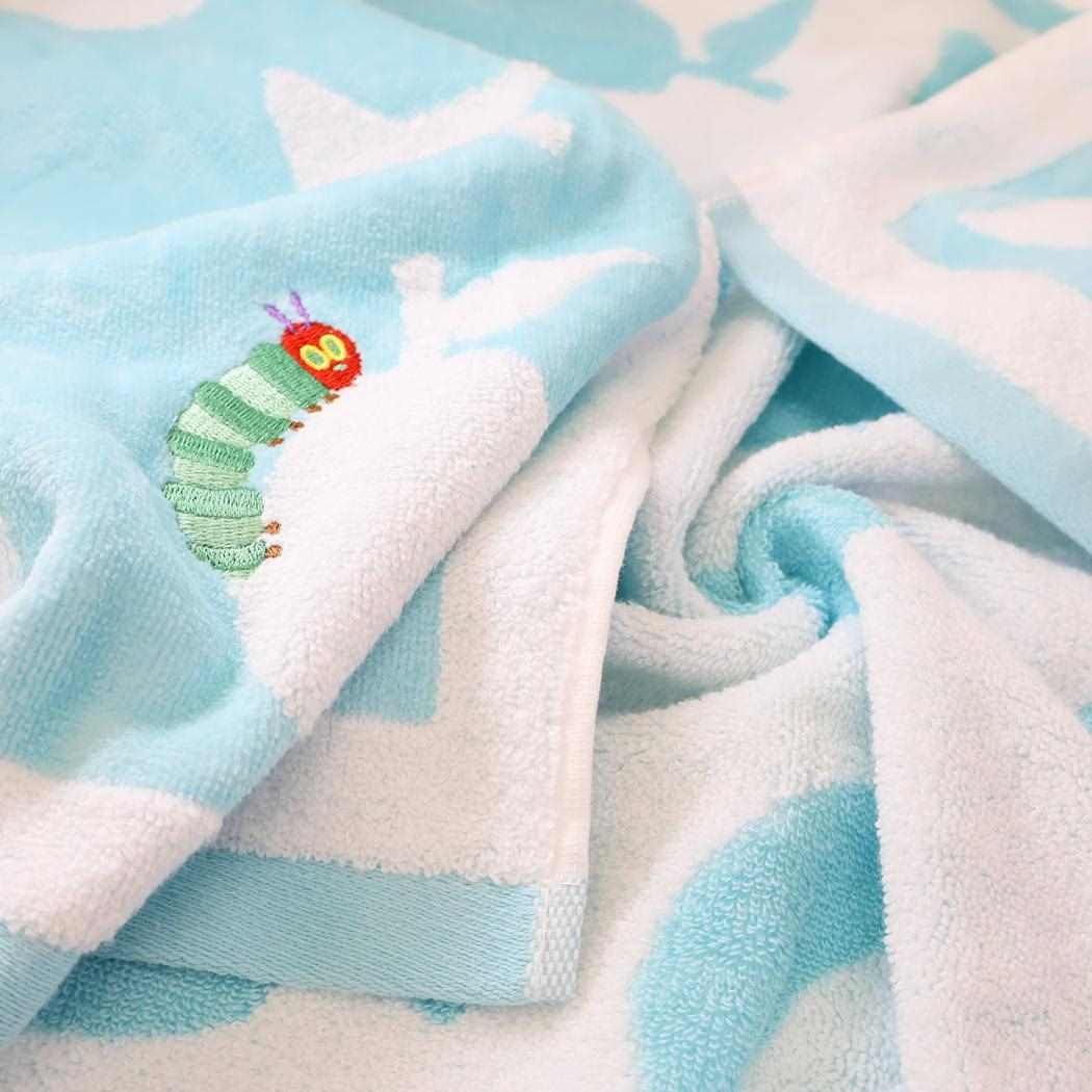 プリントコンパクトバスタオル バスタオル はらぺこあおむし シェイプ BLUE エリックカール 林タオル お風呂タオル 絵本