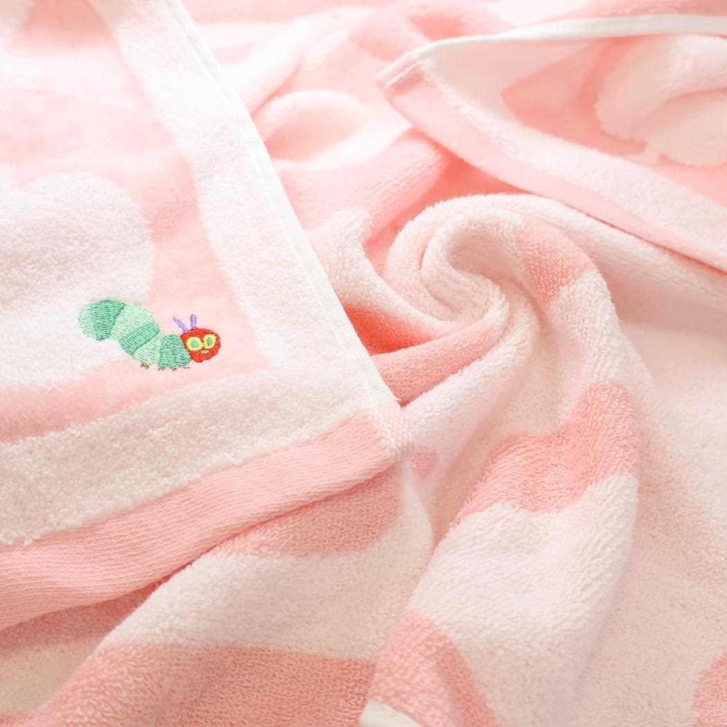 プリントコンパクトバスタオル バスタオル はらぺこあおむし シェイプ PINK エリックカール 林タオル お風呂タオル 絵本