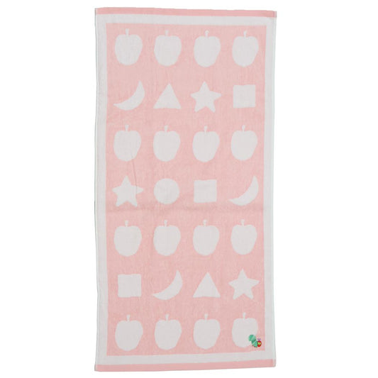 プリントコンパクトバスタオル バスタオル はらぺこあおむし シェイプ PINK エリックカール 林タオル お風呂タオル 絵本