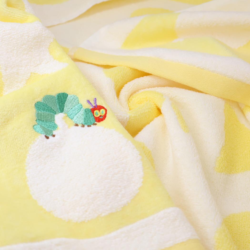 プリントコンパクトバスタオル バスタオル はらぺこあおむし シェイプ YELLOW エリックカール 林タオル お風呂タオル 絵本