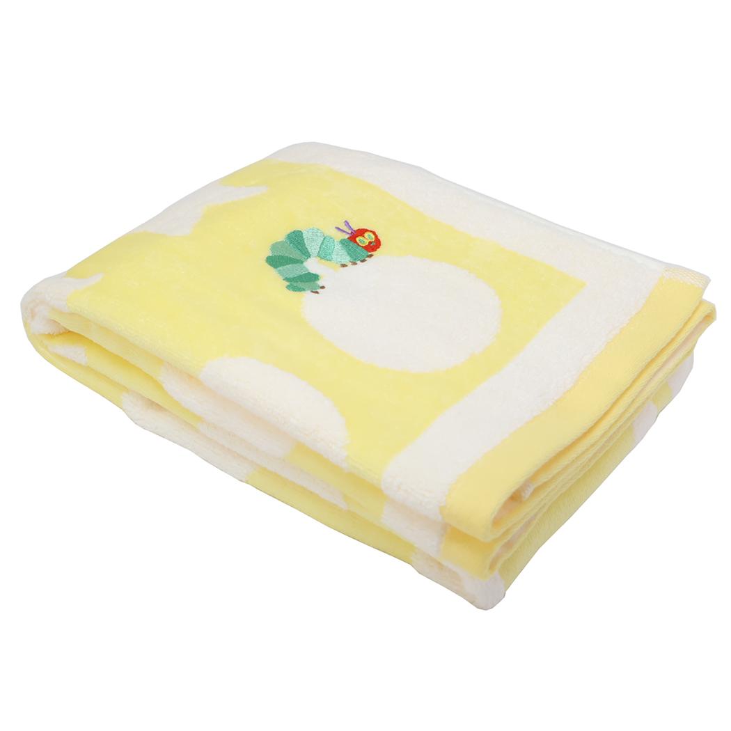プリントコンパクトバスタオル バスタオル はらぺこあおむし シェイプ YELLOW エリックカール 林タオル お風呂タオル 絵本