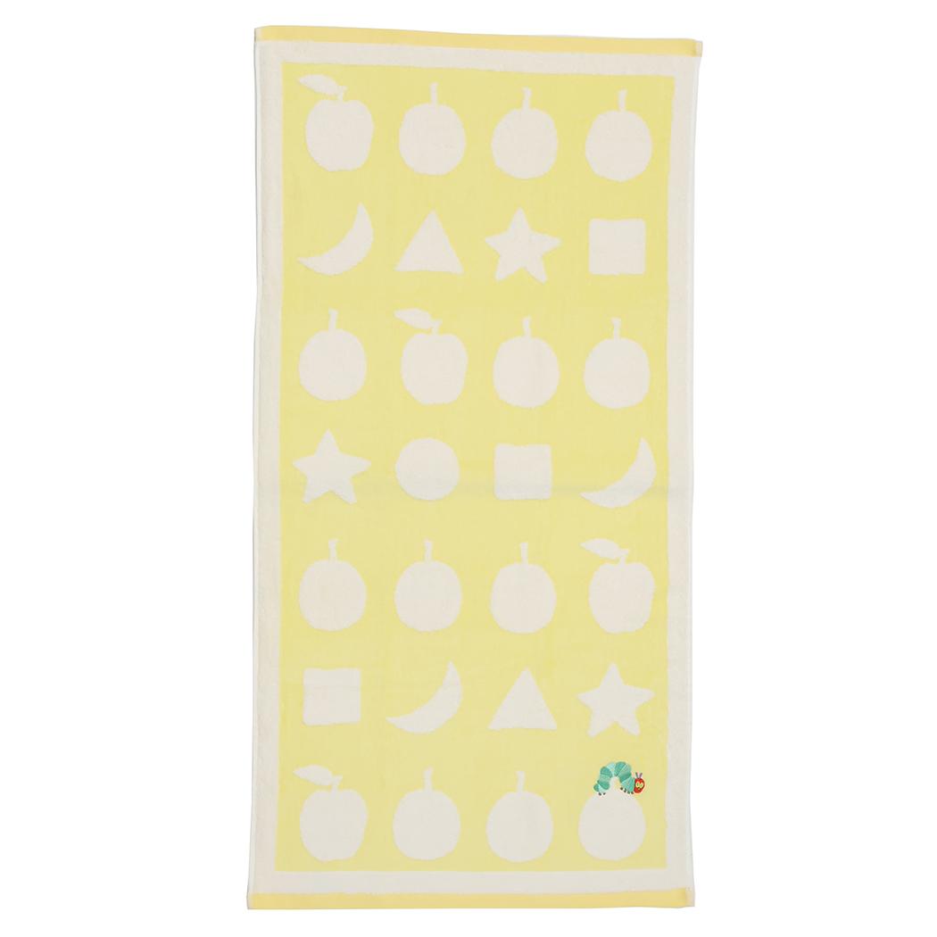 プリントコンパクトバスタオル バスタオル はらぺこあおむし シェイプ YELLOW エリックカール 林タオル お風呂タオル 絵本