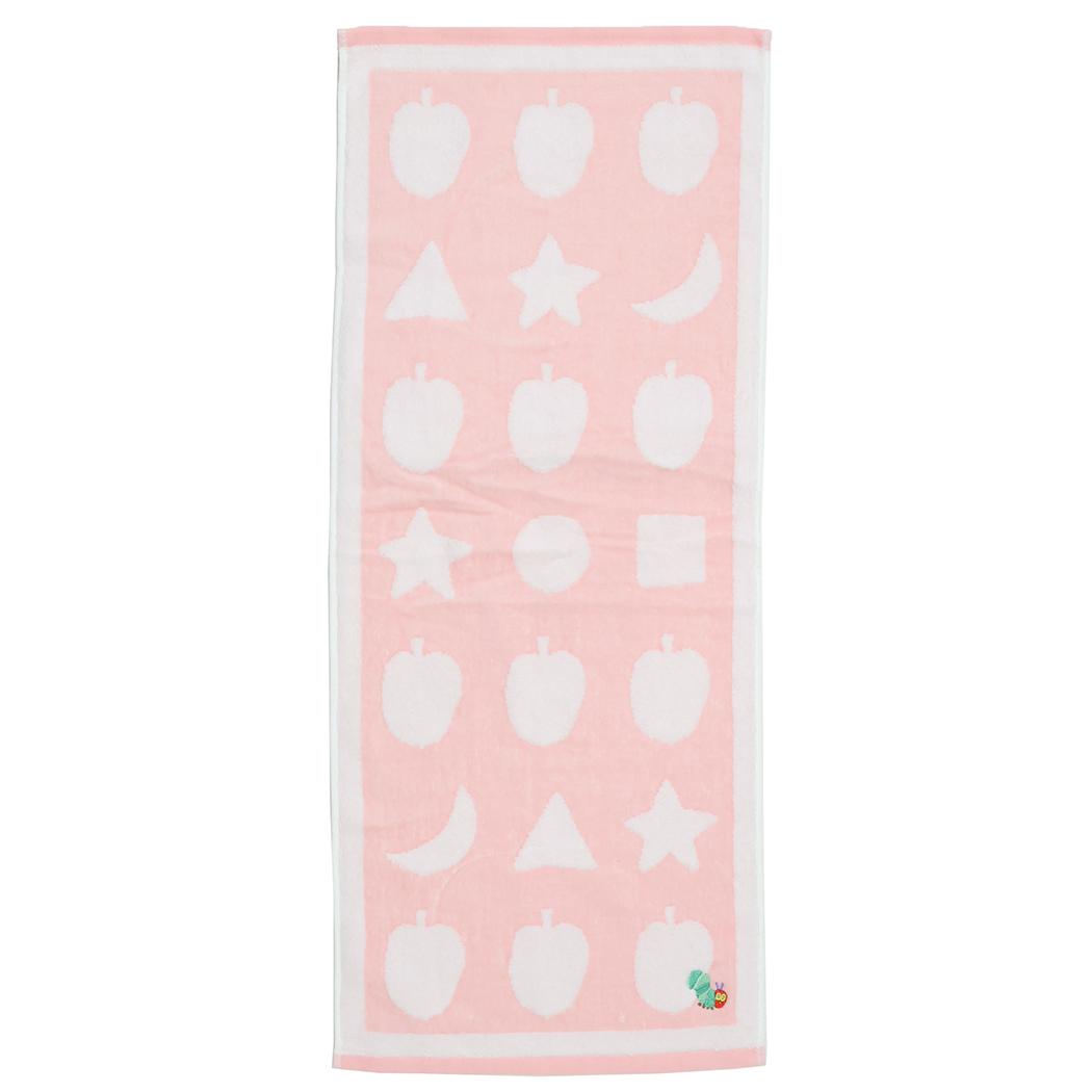 プリントロングタオル フェイスタオル はらぺこあおむし シェイプ PINK エリックカール 林タオル 新生活雑貨 絵本メール便可