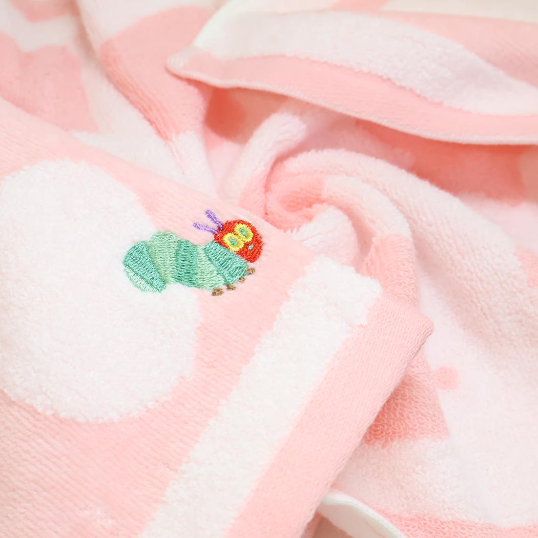プリントロングタオル フェイスタオル はらぺこあおむし シェイプ PINK エリックカール 林タオル 新生活雑貨 絵本メール便可