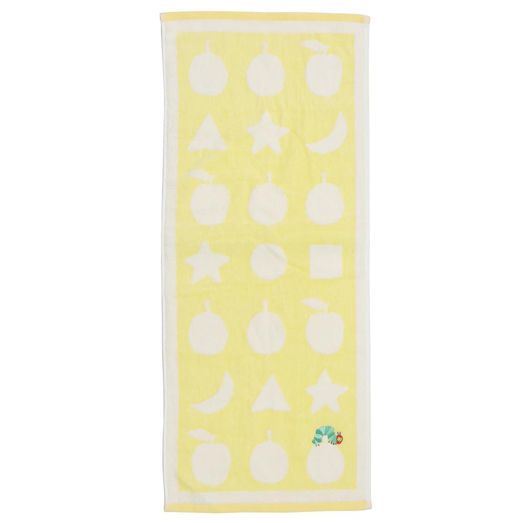 プリントロングタオル フェイスタオル はらぺこあおむし シェイプ YELLOW エリックカール 林タオル 新生活雑貨 絵本メール便可