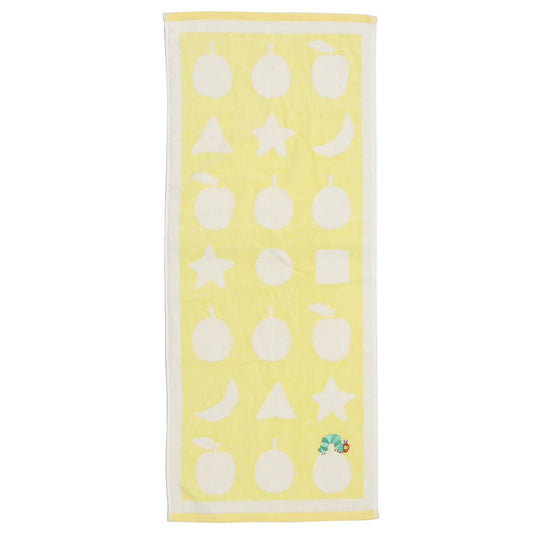 プリントロングタオル フェイスタオル はらぺこあおむし シェイプ YELLOW エリックカール 林タオル 新生活雑貨 絵本メール便可