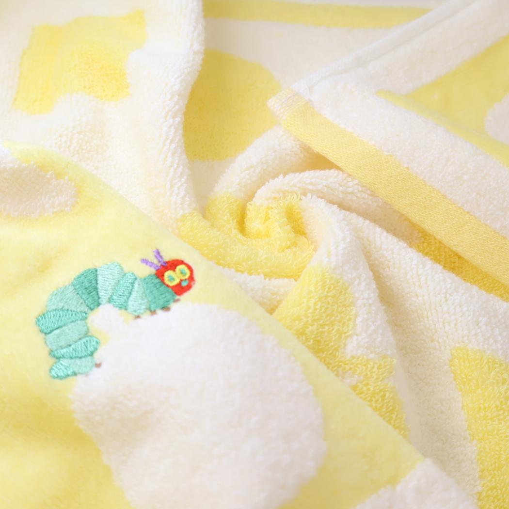 プリントロングタオル フェイスタオル はらぺこあおむし シェイプ YELLOW エリックカール 林タオル 新生活雑貨 絵本メール便可