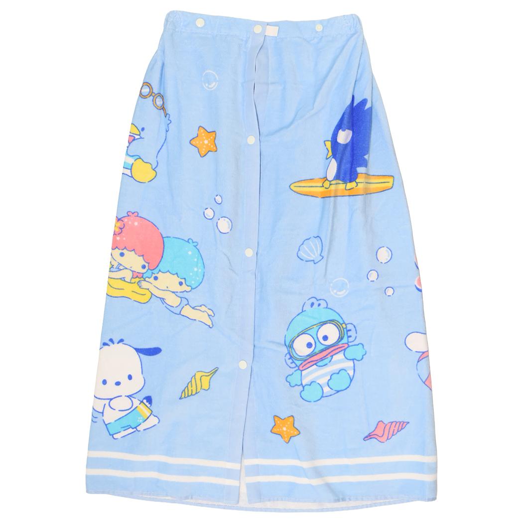 サンリオキャラクターズ ラップタオル マキタオルL寸 80cm丈巻き巻きタオル ブルーウォーターランド Sanrio 海プール 着替えタオル キャラクター グッズ シネマコレクション
