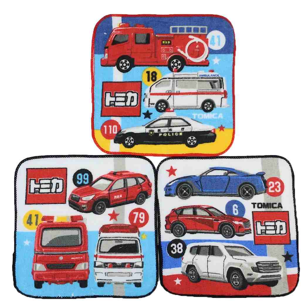 プチタオル3枚組 ハンカチタオル トミカ コマンド TOMICA 入園入学準備雑貨 メール便可