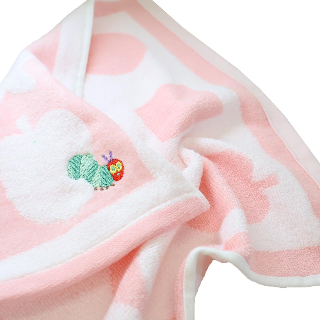 プリントウォッシュタオル ハンドタオル はらぺこあおむし シェイプ PINK エリックカール 林タオル 汗拭きタオル 絵本メール便可