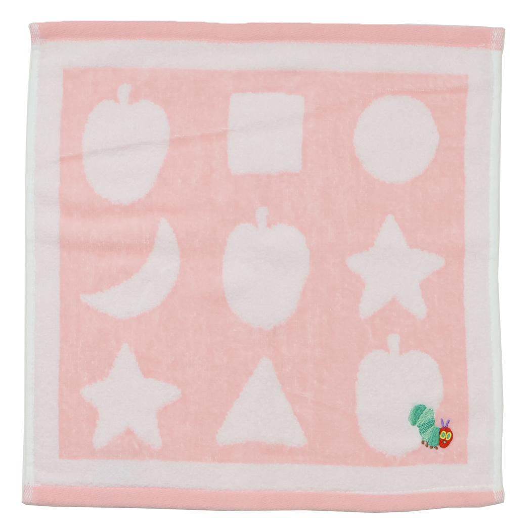 プリントウォッシュタオル ハンドタオル はらぺこあおむし シェイプ PINK エリックカール 林タオル 汗拭きタオル 絵本メール便可