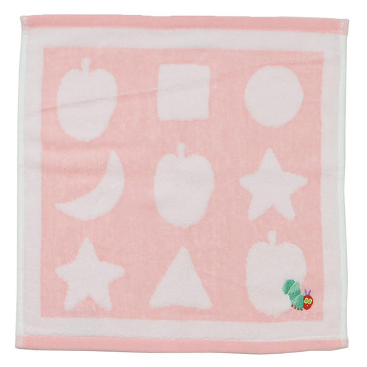 プリントウォッシュタオル ハンドタオル はらぺこあおむし シェイプ PINK エリックカール 林タオル 汗拭きタオル 絵本メール便可