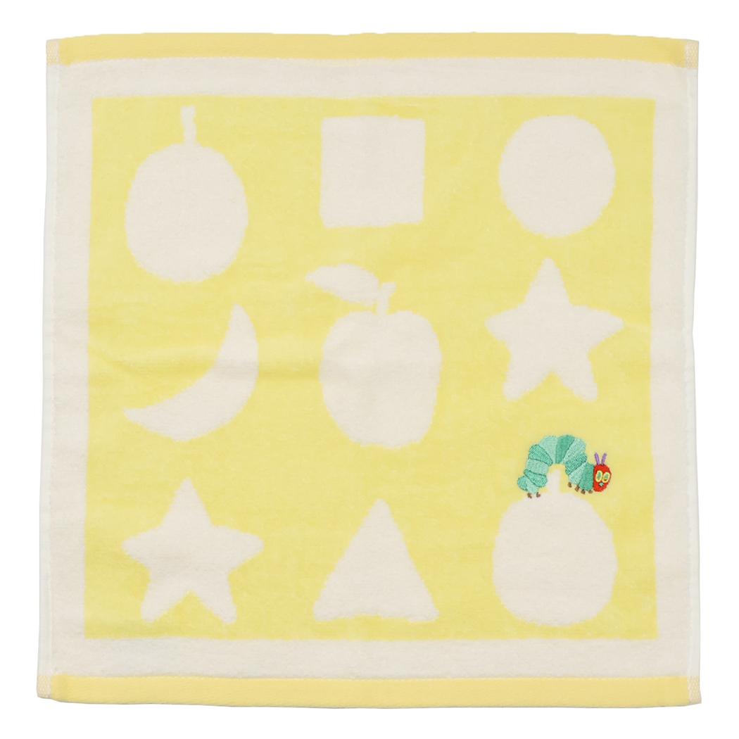プリントウォッシュタオル ハンドタオル はらぺこあおむし シェイプ YELLOW エリックカール 林タオル 汗拭きタオル 絵本メール便可