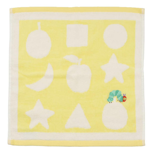 プリントウォッシュタオル ハンドタオル はらぺこあおむし シェイプ YELLOW エリックカール 林タオル 汗拭きタオル 絵本メール便可