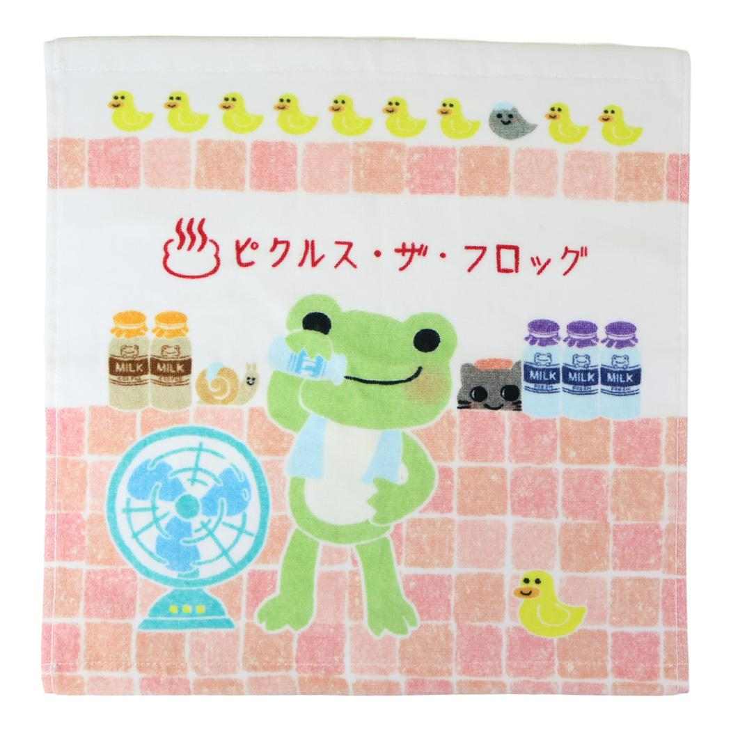 かえるのピクルス ハンドタオル プリントウォッシュタオル スマイル銭湯