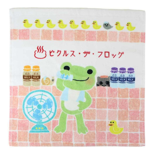 かえるのピクルス ハンドタオル プリントウォッシュタオル スマイル銭湯