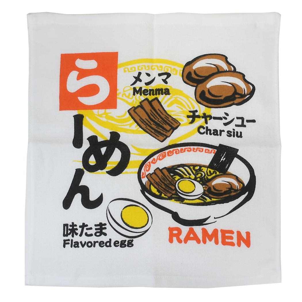 ふわさらタオルハンカチ ハンドタオル ラーメン 犬飼タオル 汗拭きタオル 和風 メール便可